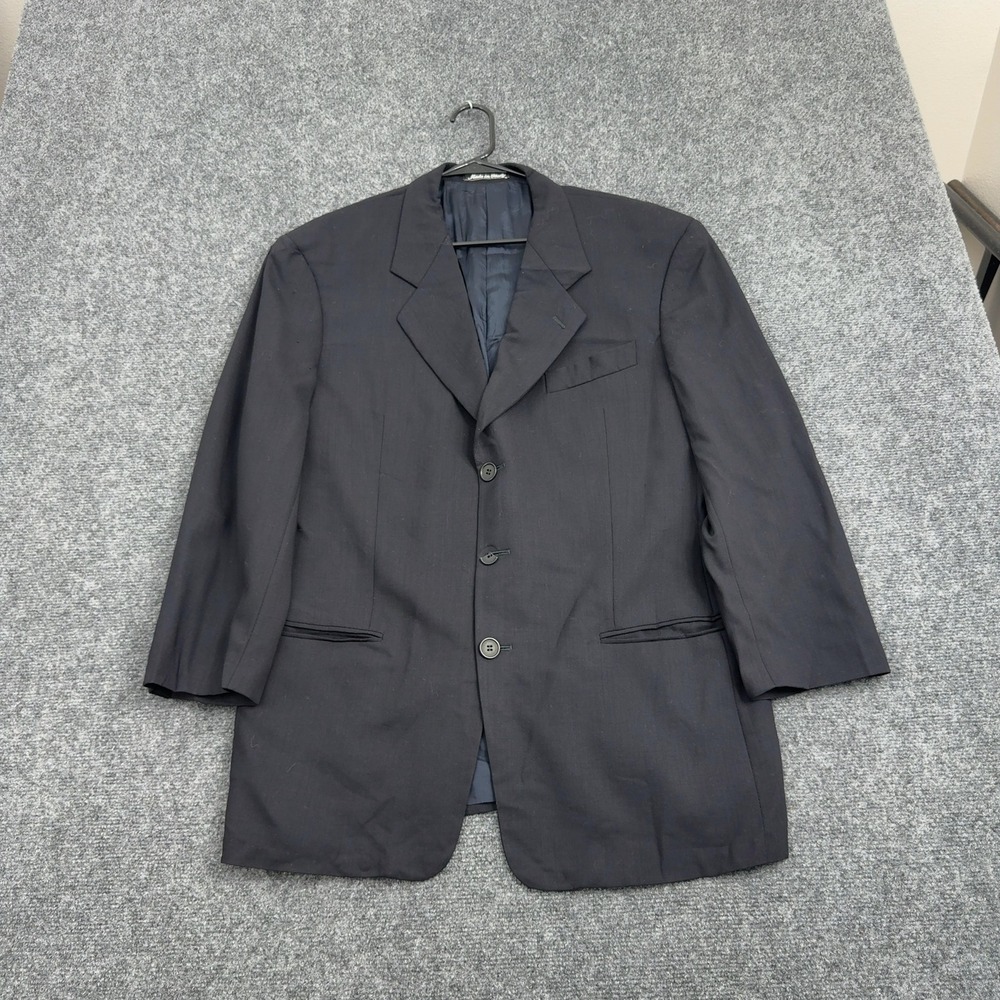 Vintage Giorgio Armani Blazer Mens 40S Black Virgin Wool Formal Luxury Designer
